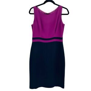 MARTIN GRANT Purple Navy Blue Sleeveless Bodycon Sheath Dress Size EU 40